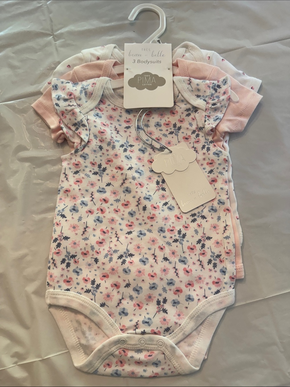 Baby onesies - Three Pack Floral & Pink Bodysuits